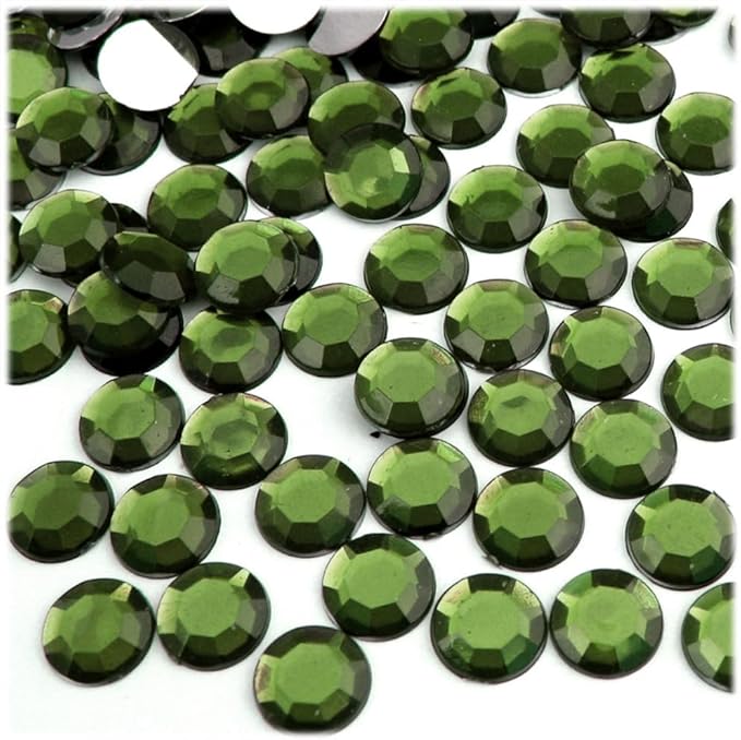 The Crafts Outlet 144pc Rhinestones Round 10mm - Flatback Olive Green EGR