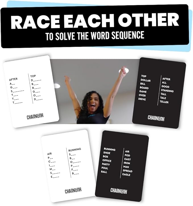 Viral Studios Chainlink - Guess The Sequence Party Game, Fast Paced Word Game for Adults & Kids, 450 Cards Fun Cards for Family Game Nights, Gatherings, & Parties Ages 15 +
