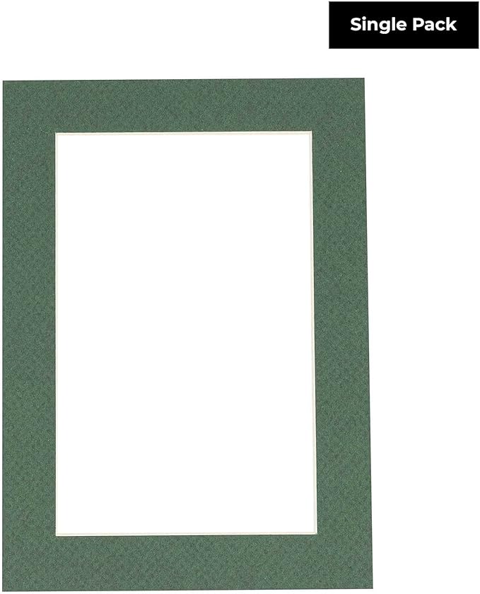 8x10 Mat Bevel Cut for 5x8 Photos - Acid Free Hunter Green Precut Matboard - For Pictures, Photos, Framing - 4-ply Thickness