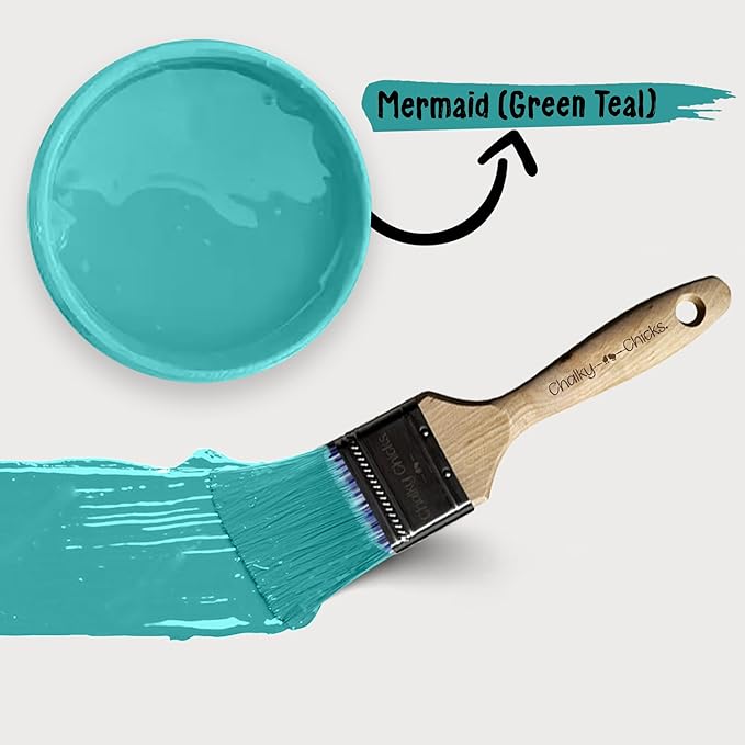 Chalky Chicks All-in-One Chalk Paint for Furniture or Cabinet - 8 Fl Oz - Matte Finish Mermaid (Green Teal) for Metal, Wood Furniture Paint - No Sanding All-in-One for Home Decor & Crafts, USA Made