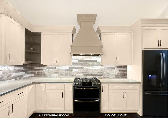 ALL-IN-ONE Paint, Durable cabinet and furniture paint. Built in primer and top coat, no sanding needed. Includes our 30 featured color card - Bone (off white), Quart