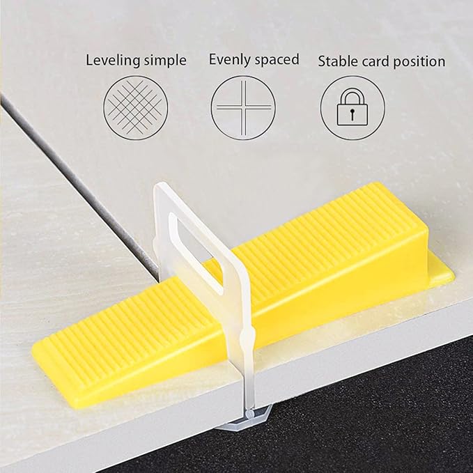 300 Pcs Reusable Leveling Wedges,Reusable Tile Leveling System Wedges for 1/8" Spacers,1/16" Spacers,1/32" Spacersand Tile Leveling System Kit,for Tile Leveler Installation(300yellow Reusable Wedges)