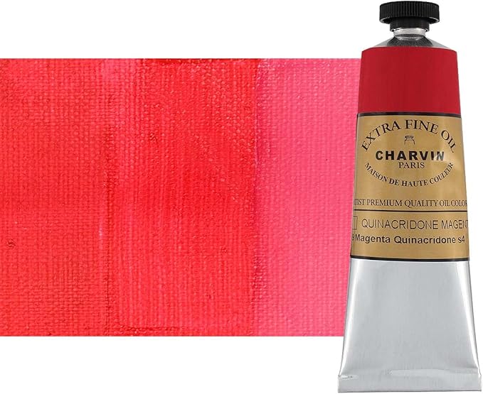 Charvin Extra Fine Oil Paint, Quinacridone Magenta 60 mL - Triple-Milled, Rich Texture, Poppy Oil-Based, Light-Fast, Handmade, Archival Quality