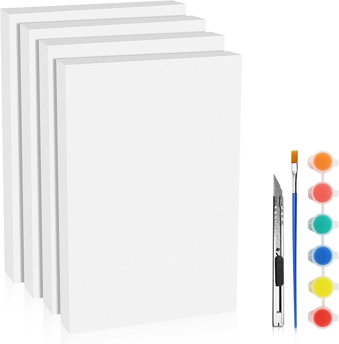 LuckyFoam White 4 Pack 12x7.5x1 inch Foam Sheets 1 Inch Thick Polystyrene Rectangles XPS Foam Board Craft for Insulating DIY Modeling Art Supplies