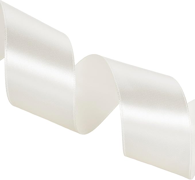 1 1/2 Inch Ivory Solid Satin Ribbon, 50 Yards Craft Fabric Ribbon for Gift Wrapping Floral Bouquets Wedding Party Decoration