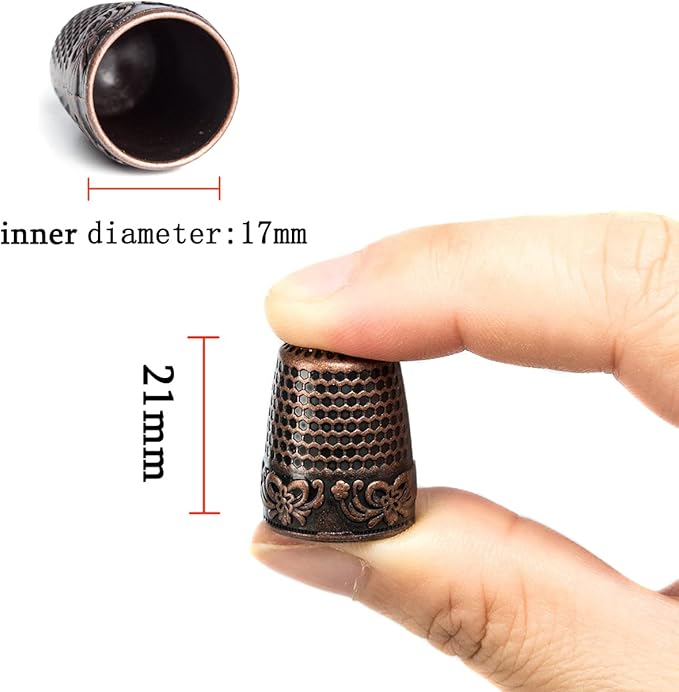 ZESION 4Pcs Sewing Thimbles, Metal Thimbles for Hand Sewing Finger Protector, Quilting Craft Accessories for Knitting Needlework DIY Tools, Brass