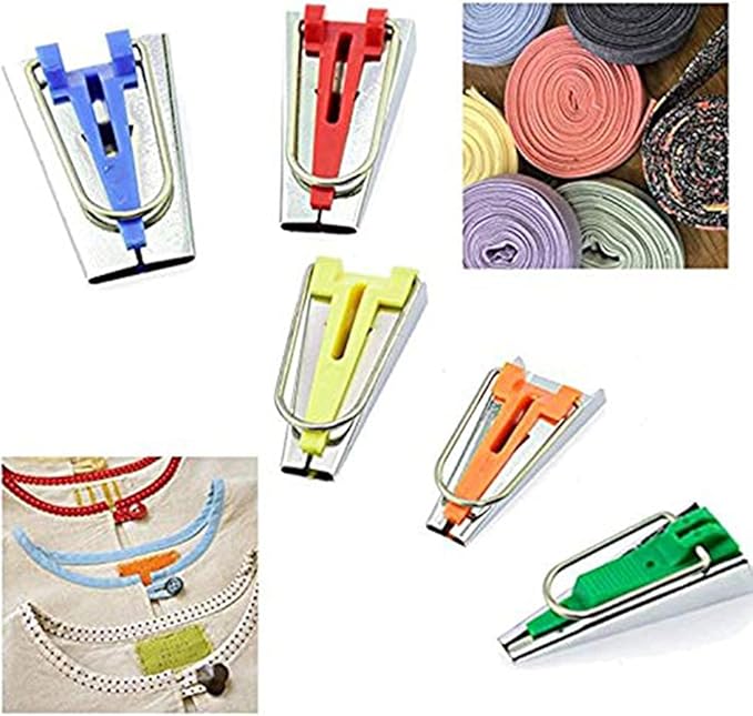 Bias Tape Maker,LNKA 5 Sizes 1/4" 3/8" 1/2" 3/4" 1" DIY Bias Tapes Tools Kit for Fabric Sewing and Quilting