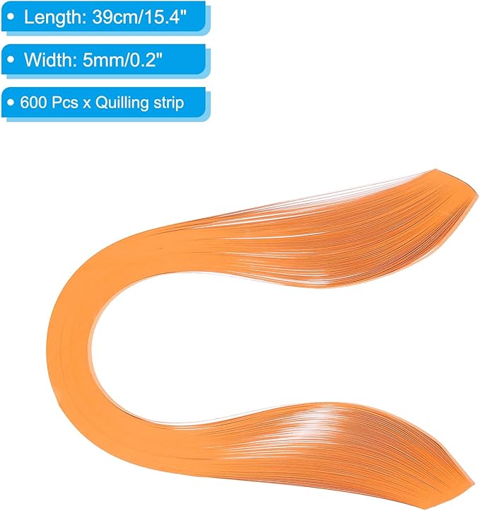 PATIKIL Quilling Strips Paper 600pcs 5mm 39cm Origami Paper Quilling Kits for Art DIY Hand Craft Christmas, Coral Orange