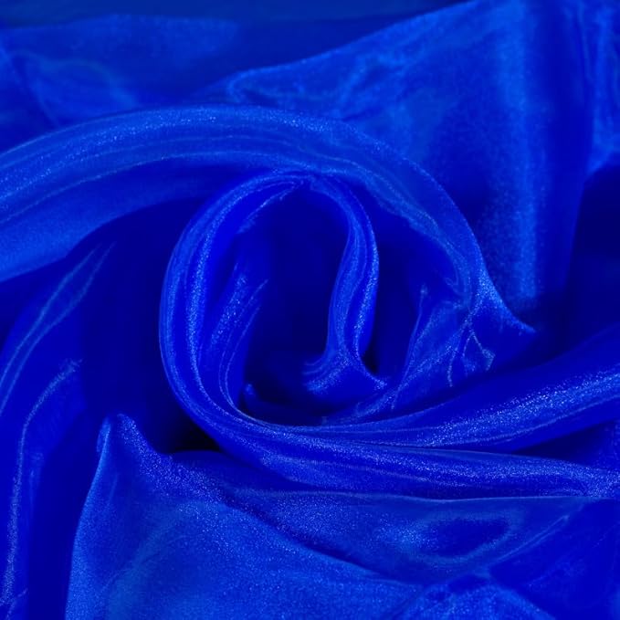 Fynite Royal Blue Organza Fabric by The Yard | 1 Yard Long | 44" Wide | Bridal Soft Sheer Organza Tulle for DIY Wedding Dress Fashion Craft Decorations