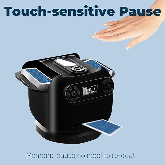 2025 Automatic Card Shuffler and Dealer Machine, 2-in-1 Smart 360°Rotating Card Dealer and Shuffler Machine, Super Quiet, Safer, Various Card Games for Home and Club-Black