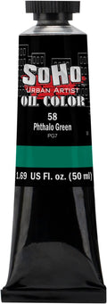 Soho Urban Artist Oil Paint - Phthalo Green, 50 ml Tube - Best Valued Oil Colors for Painting, Excellent Pigment Load