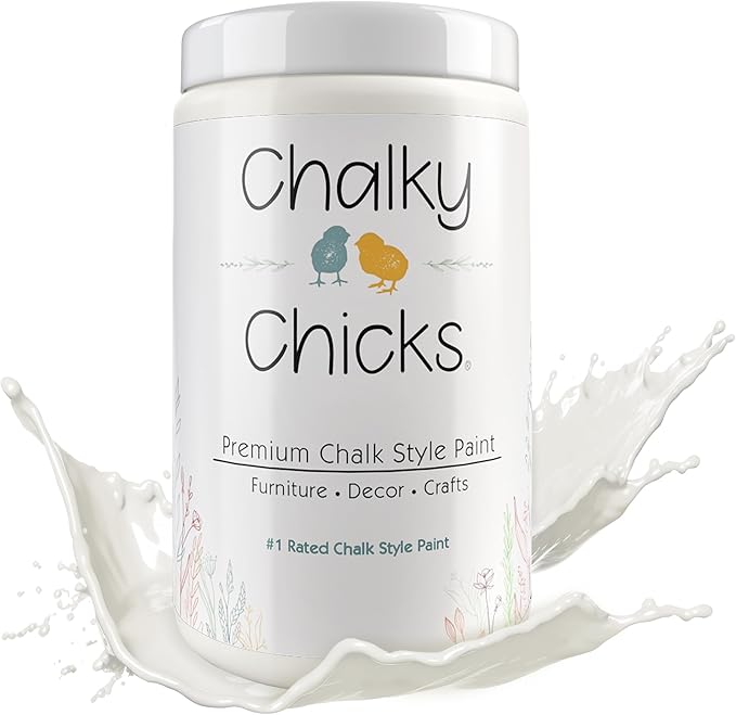 Chalky Chicks All-in-One Chalk Paint for Furniture or Cabinet - 32 Fl Oz - Matte Finish Old Lace (Off White) for Metal, Wood Furniture Paint - No Sanding All-in-One for Home Decor & Crafts, USA Made