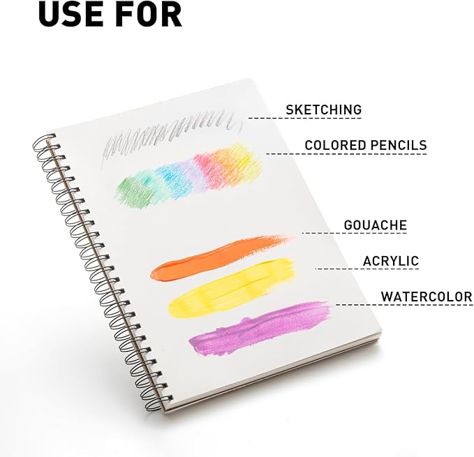HIMI Mix Media Paper Pad 9X12''(180g/m²) 40 Sheets Mix Paper Pad, Side Wire Bound, Fine Texture, in Gouache Acrylic Art Pad for Sketching, Ink Sketch Book, Art Supplies Drawing Pad Gift (Pink)