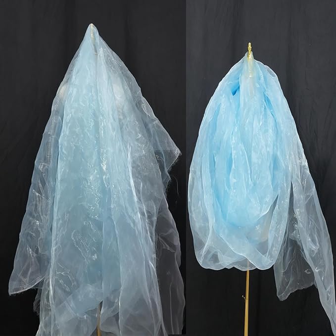 Two-Tone Iridescent Holographic Organza Fabric - 11 Yards | Lightweight Sheer Gauze Voile Tulle | for Dresses, Party Decor, DIY Crafts, Shiny Backdrops(Shimmery ICY Pale Blue)