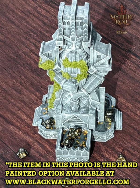 Dwarven 3D Printed Dice Tower - Baldur's Shrine by Unchained Games - Mythic Roll - Carve Your Fate in Stone with Ancestral Echoes and Valor! (04.) Gray)