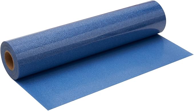 Royal Blue Glitter HTV Roll -12" x10ft Iron on Heat Transfer Vinyl for DIY Shirts Gifts