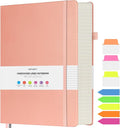College Ruled Notebook, Large A4 Hardcover Leather Journal, 312 Numbered Pages Writing Journal, 100gsm No Bleed Paper, Lined Journal Notebook for Women Men School Office, 8.5''×11'', Pink