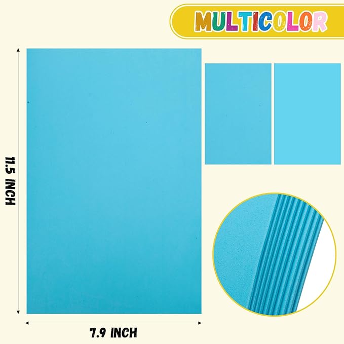 10 Pack Foam Sheets Craft 8 x 12 inch, Eva Color Foam Paper for Art Crafts Projects, Classrooms Scrapbook Gift DIY Cutters Card Party Decoration (Blue)