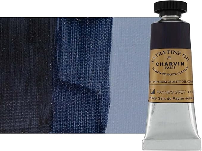 Charvin Extra Fine Oil Paint, Payne's Grey 20 ml - Triple-Milled, Rich Texture, Poppy Oil-Based, Light-Fast, Handmade, Archival Quality