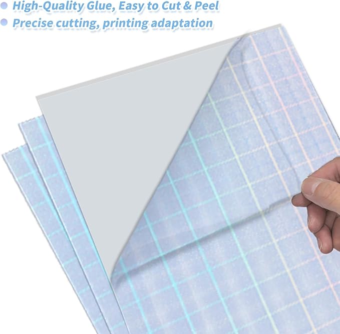 20 Sheets Printable Holographic Sticker Paper,11 x 8.5 Inches Printable Waterproof Paper Rainbow Vinyl Sticker Paper for Inkjet or Laser Printer（Laser square）