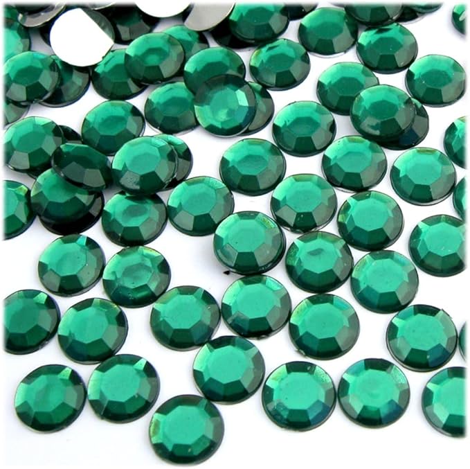 The Crafts Outlet 144pc Rhinestones Round 10mm - Flatback Olive Green EGR