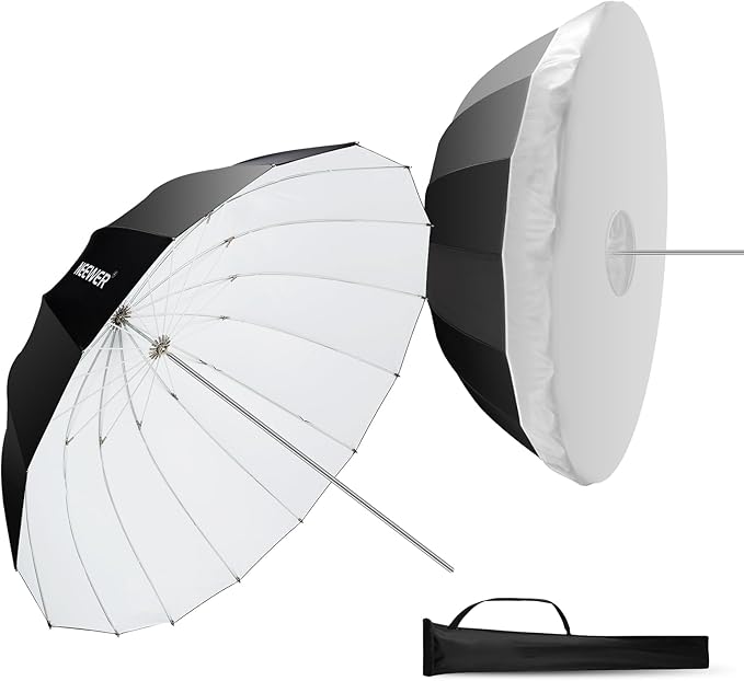 NEEWER 71"/180cm Parabolic Reflective Umbrella Photography with White Inner, Soft Lighting with Diffuser Cover, Bag, Quick Fold for Camera Photo Studio Video Light Shooting Monolight Flash, NS4U