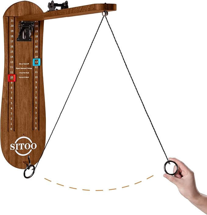 Ring Toss Game for Adults, Outdoors Games, Hook and Ring Game with Foldable Arm