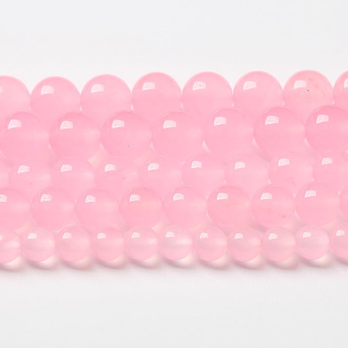 45pcs Natural Light Pink Chalcedony Stone Beads for Jewelry Making - Energy Healing Power Stone Beads - DIY Bracelet Necklace Accessories - 15" (8mm, Light Pink Chalcedony)