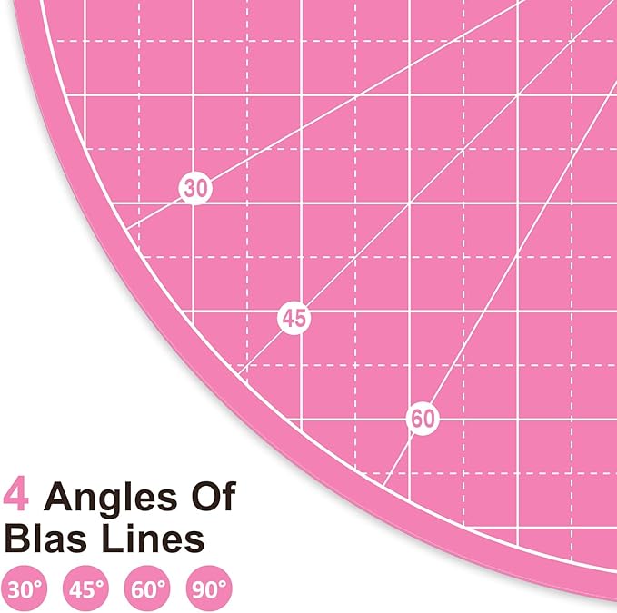 Headley Tools 13"x13" Round Rotating Cutting Mat, Self Healing Mat with 360-Degree Rotation & Anti-Slip Base, Sewing Board Cutting Mat Perfect for Fabric Quilting Leather Hobby Project, Pink