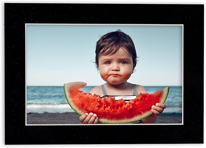 8x10 Mat Bevel Cut for 5x8 Photos - Acid Free Black Suede Precut Matboard with Backing Board and Crystal Clear, Self Seal Photo Mat Bag - for Pictures, Photos, Framing - 4-ply Thickness