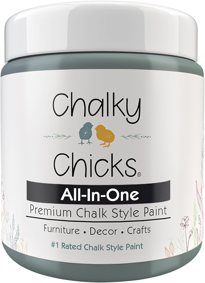 Chalky Chicks All-in-One Chalk Paint for Furniture or Cabinet - 8 Fl Oz - Matte Finish Sea Glass (Light Blue) for Metal, Wood Furniture Paint - No Sanding All-in-One for Home Decor & Crafts, USA Made
