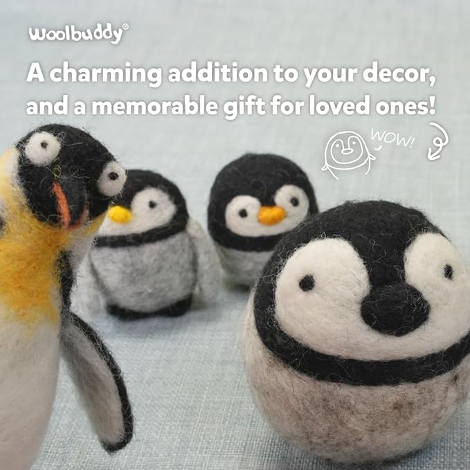 Woolbuddy Needle Felting Kit for Beginners Adults, Penguin Sea Animal Project, Includes Supplies, Two Needles, and Clear Instructions for Creative Crafts