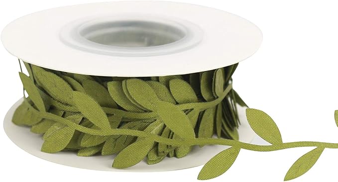 MEEDEE Leaf Trim - 1" x 20 Yards - Sage Green Ribbon for Leaf Wrapping Paper Sewing Craft Accessories Greenery Baby Shower Birthday Party Hemp Yarn Flowers Embellishments