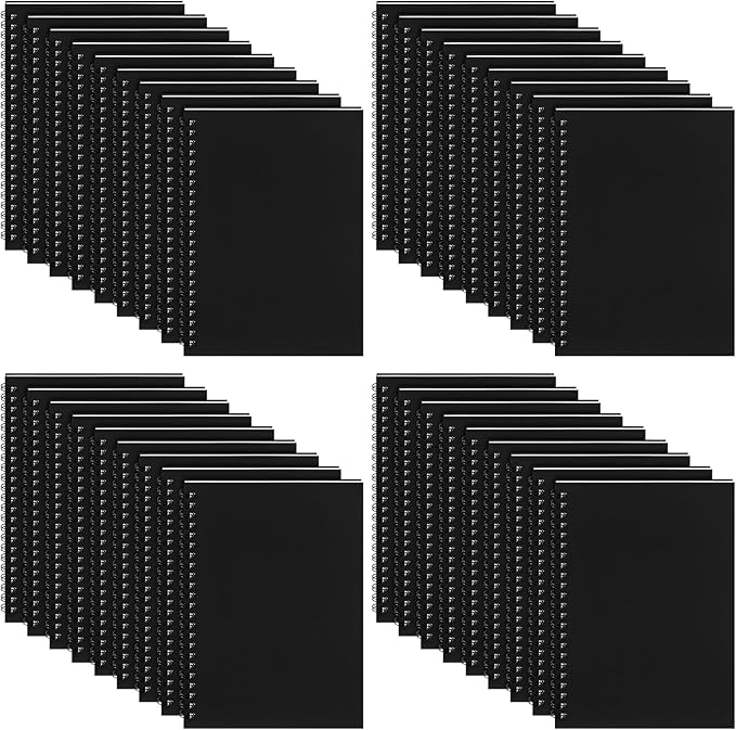 Yahenda 36 Pcs Spiral Notebook Bulk A5 Journal Lined 8.3'' x 5.5'' Writing Composition Paper Small Notepad Subject Notebook for Students Office Business Back to School Supplies (Black)