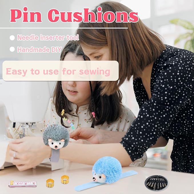 UzecPk Wrist Pin Cushion Kit, Sewing Products Including 2 Wrist Pin Cushion, 50Pcs Sewing Needles, Seam Ripper, Thimble, Scissors, and Soft Tape Measure for Sewing and Quilting DIY Projects