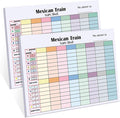 2 Pack 120 Sheets Mexican Train Score Pads Colorful Chicken Foot Dominoes Game Scorepad Adult Mexican Train Score Sheet Scoreboard Paper Record Clearly for Family Game (6.7 x 5 Inches)