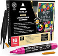 ARTEZA Liquid Chalk Markers, Set of 16 Bright Colors, Chalkboard Pens for Blackboard, Whiteboard, Windows, Mirrors, Glass, Restaurant Menu, Signs.