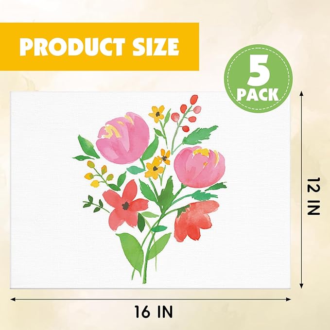 ESRICH Professional Linen Canvas Panels 12x16, 5 Pack Linen Canvas for Painting Primed Acid Free Blank Canvas Boards for Painting for Painters，Artists,