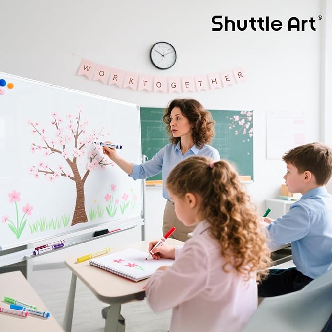 Shuttle Art 120 Count Washable Markers, 10 Assorted Colors Broad Line Conical Tip Large Markers Bulk with a Box, Home Classroom School Supplies for Toddlers Kids Adults Students Teachers