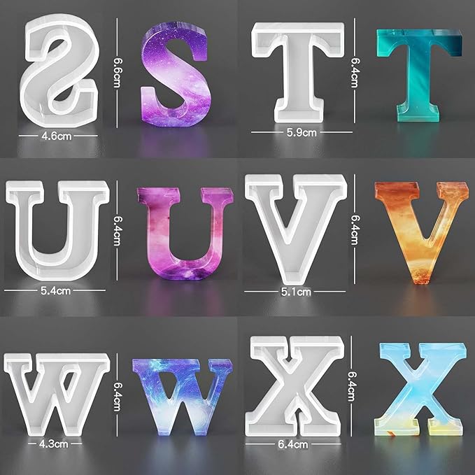 Letter Mold 2.5 inch 26 Pack Letter Mold Letter Resin Mold Alphabet Candle Mold Silicone Mold for Resin Cake Mold Clay Resin Making Molds Candle Making Molds Craft Supplies