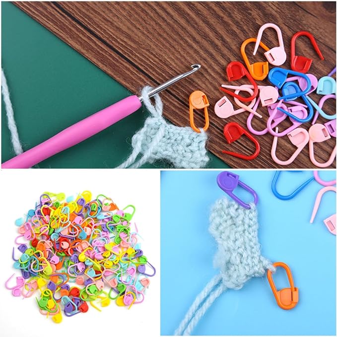 Plastics Locking Stitch Markers for Crocheting and Knitting with Storage Box