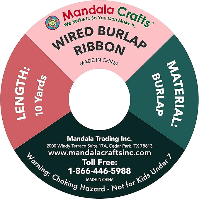 Mandala Crafts Gray Burlap Wired Ribbon 1 Inches Wide Jute Ribbons for Crafts - 10 Yds Roll Rustic Burlap Wrap Trim Ribbons for Wreaths Bows Party Decoration