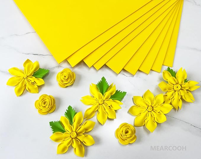 MEARCOOH Yellow Foam Sheets Crafts 9x12 Inch 2mm Eva Color Craft Foam Paper for Crafts Project Preschoolers Classroom Scrapbooking DIY Cosplay(10 Sheets)