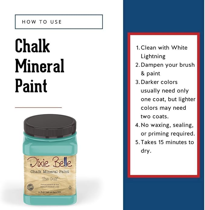 Dixie Belle Paint Company Chalk Finish Furniture Paint - The Gulf (32oz) - Matte Soft Turquoise Chic Chalk Mineral DIY Furniture Paint