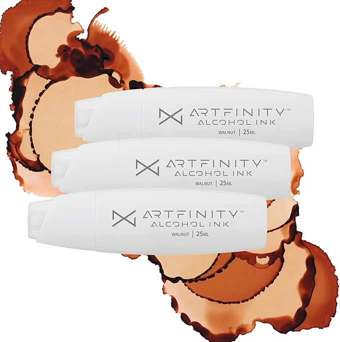 Artfinity Alcohol Inks 3 Pack - Vibrant, Professional, Dye-Based Alcohol Inks for Artfinity Alcohol Markers, Artists, Drawing, & More! - Walnut E1-5