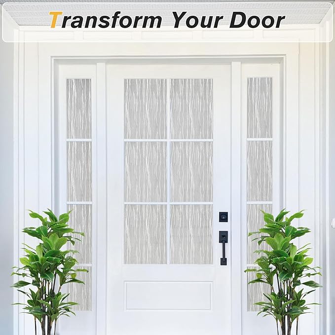 Haton Window Privacy Film, Frosted Glass Privacy Window Clings, Sun Blocking Frosting Opaque Coverings, Static Cling Removable Decorative Stickers for Home Door, Non-Adhesive 11.8" x 78.7"