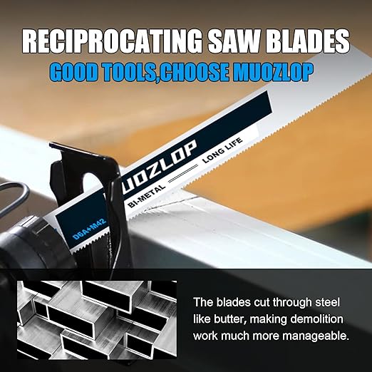 5 Pack 12 inch Reciprocating Saw Blades Set,14 TPI High Carbon Saw Blades, Metal Saw Blades with Organizer Case (5, 14TPI/300mm)