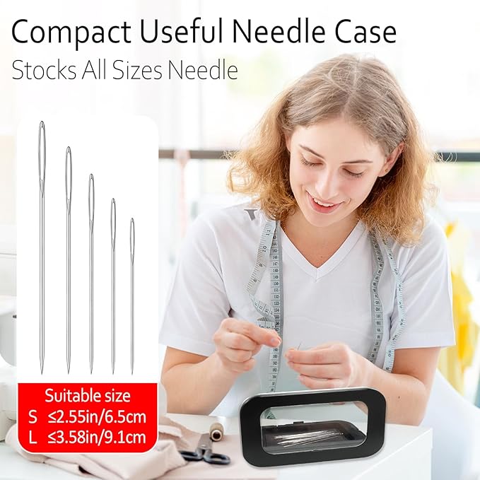FJW Magnetic Needle Holder Case with Clear Acrylic Lid - Strong Sewing Pin Storage Case - Secure & Visible Needle Keeper for Sewing, Quilting, Crafts Large