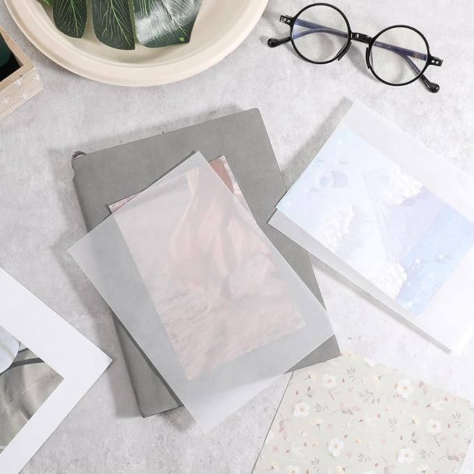 70 Pcs Translucent Vellum Paper, 5.12x7.09 Inch Printable Tracing Paper Wedding Invitations Vellum Jacket for Save The Date Cards Wedding Photos Cover DIY Printing Sketching Drawing Birthday Supplies