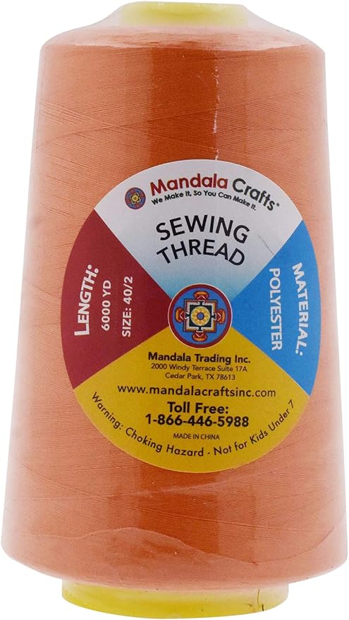 Mandala Crafts 4 Pack of Serger Threads Cones Spools - 40S/2 24000 Yards Polyester Orange Threads for Sergers Machine and Overlock Quilting Sewing Machine